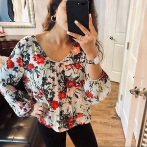 Abercrombie & Fitch Light Blue Floral Long Sleeve